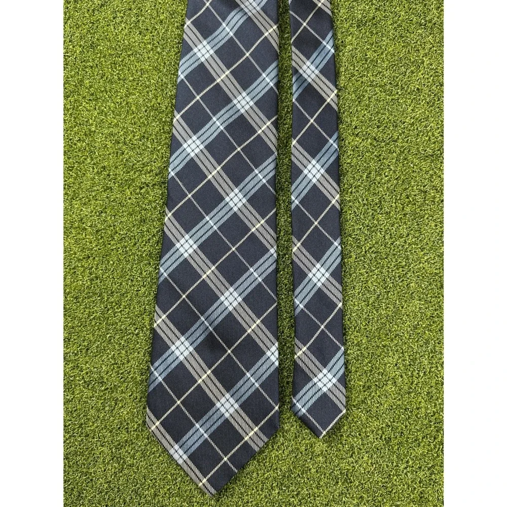Banana Republic Navy Plaid Silk‎ Tie Made in Italy Classic Designer Necktie